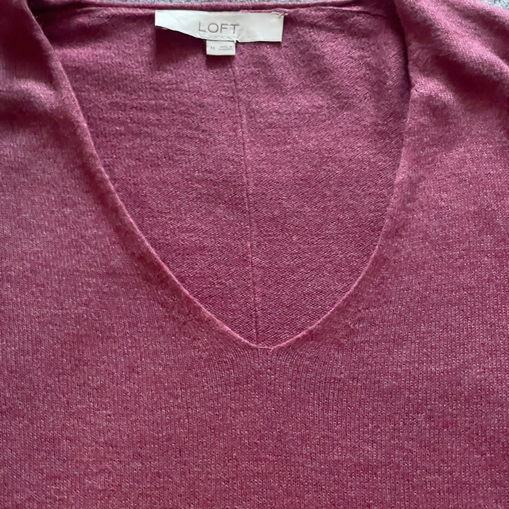 LOFT Women's V-Neck Sweater in Rich Pink
